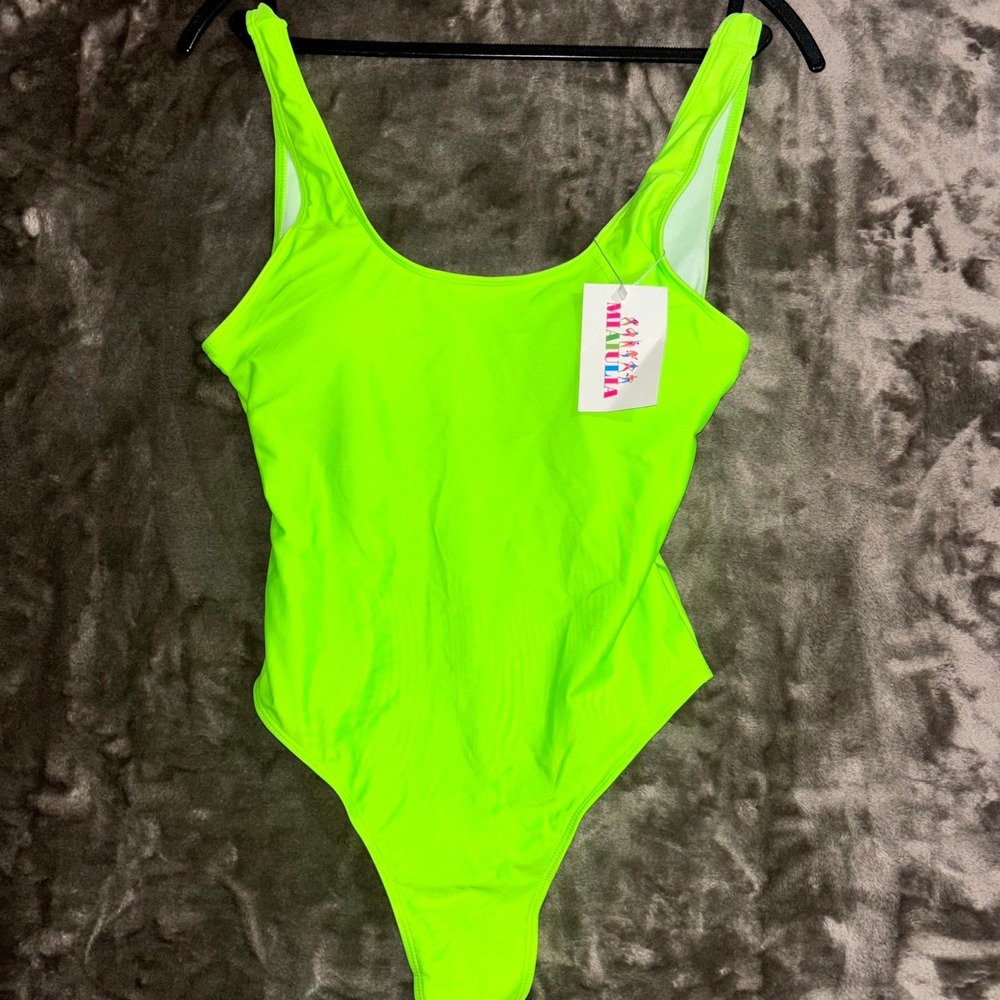 Miaiulia High Cut One Piece Bikini Swimsuit Womens Small Green Beachwear Padded‎